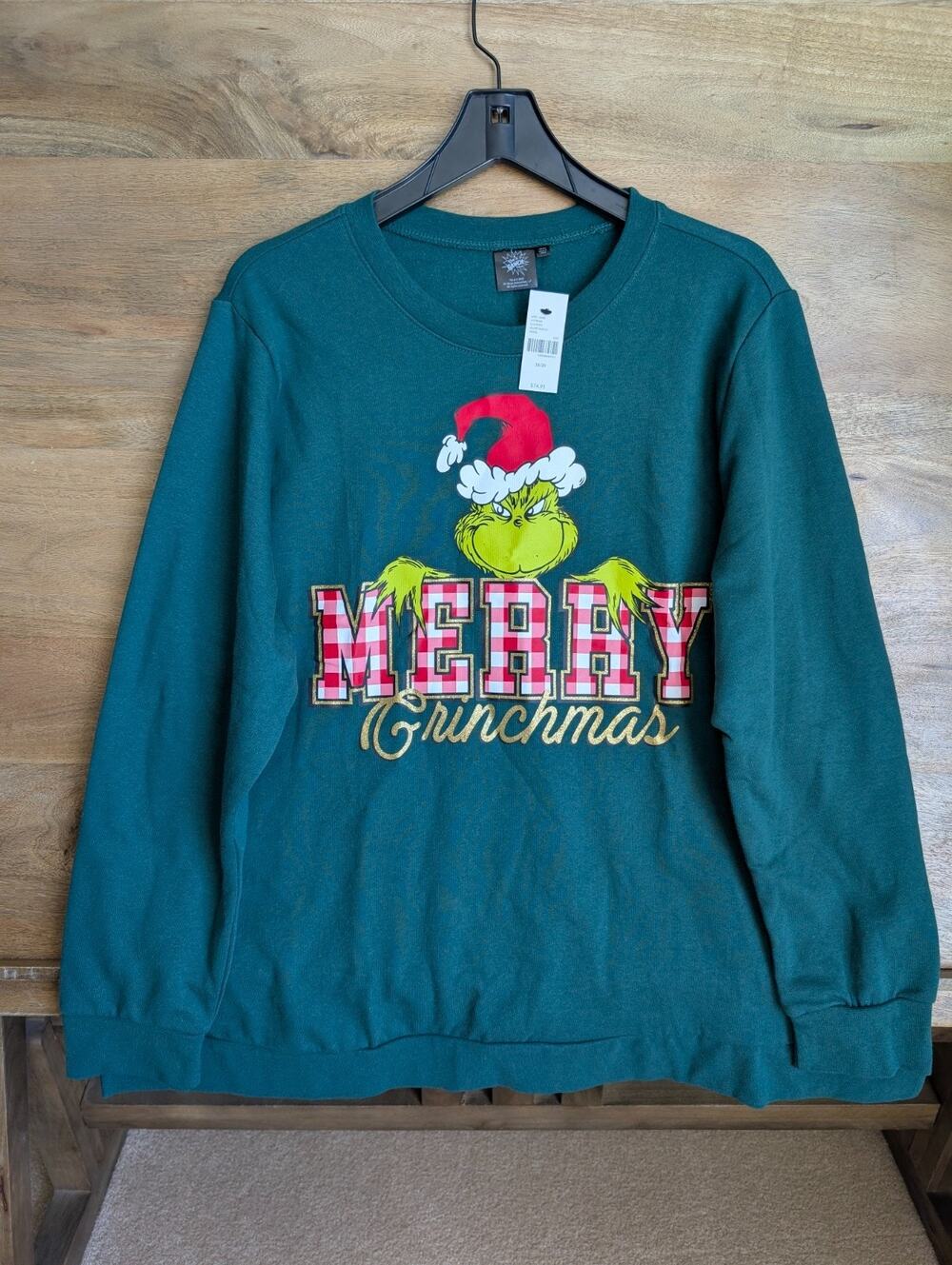 NWT The Grinch Sweatshirt Youth 18/20 Green Merry Grinchmas Christmas Pullover